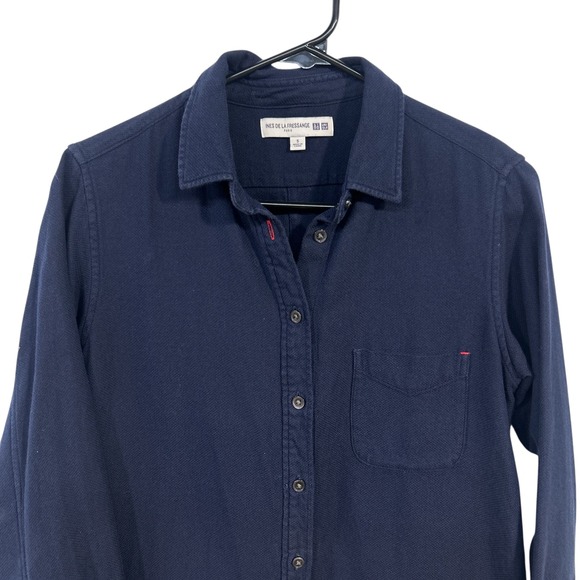 UNIQLO Ines de la‎ Fressange Navy Shirt Dress 100% Cotton Parisian Minimalist S - Picture 2 of 7
